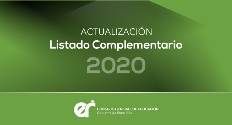 DDE Paraná –  LISTADOS COMPLEMENTARIOS Definitivos- Educación Inicial, Educación Primaria y sus modalidades – Agosto 2020  