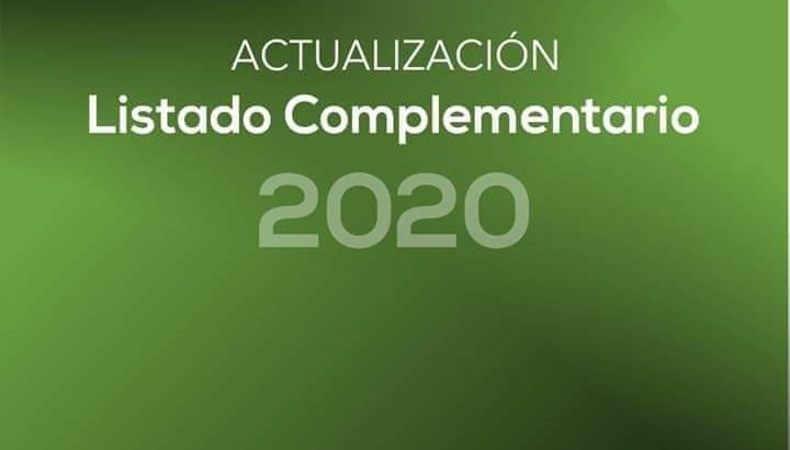 ACTUALIZACIÓN LISTADOS COMPLEMENTARIOS AGOSTO 2020