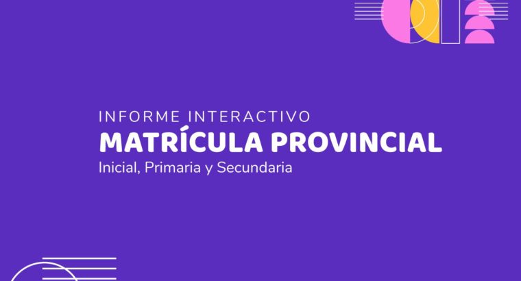 Informe interactivo de la matrícula provincial de Inicial, Primaria y Secundaria