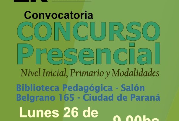 Dptal Paraná – Convocatoria Concurso Cargos de Mayor Jerarquía e Ingreso – 26 de Agosto 2024 – Nivel Inicial – Nivel Primario y Modalidades