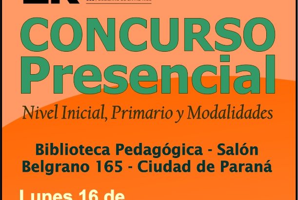 Dptal Paraná – Convocatoria Concurso Cargos de Mayor Jerarquía e Ingreso – 16 de Septiembre 2024 – Nivel Inicial – Nivel Primario y Modalidades