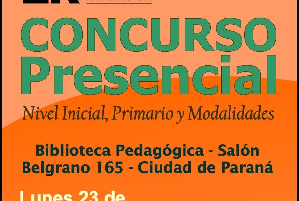 Dptal Paraná – Convocatoria Concurso Cargos de Mayor Jerarquía e Ingreso – 23 de Septiembre 2024 – Nivel Inicial – Nivel Primario y Modalidades