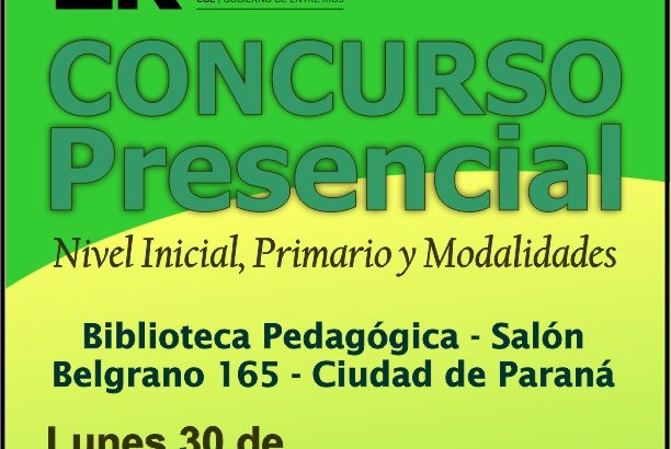 Dptal Paraná – Convocatoria Concurso Cargos de Mayor Jerarquía e Ingreso – 30 de Septiembre 2024 – Nivel Inicial – Nivel Primario y Modalidades