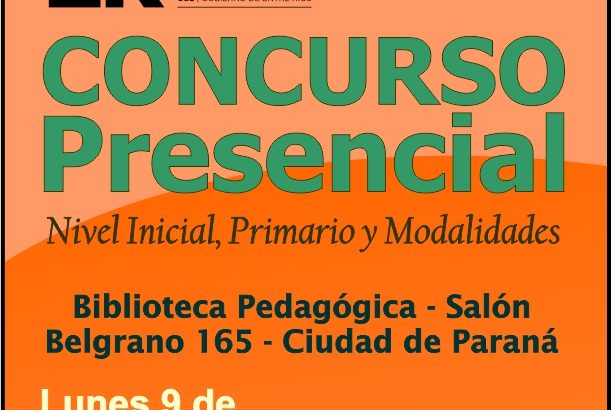 Dptal Paraná – Convocatoria Concurso Cargos de Mayor Jerarquía e Ingreso – 09 de Septiembre 2024 – Nivel Inicial – Nivel Primario y Modalidades