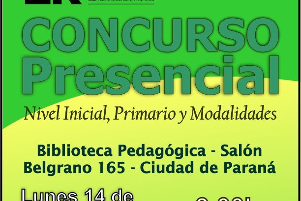 Dptal Paraná – Convocatoria Concurso Cargos de Mayor Jerarquía e Ingreso – 14 de Octubre 2024 – Nivel Inicial – Nivel Primario y Modalidades