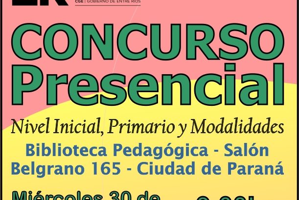 Dptal Paraná – Convocatoria Concurso Cargos de Mayor Jerarquía e Ingreso – 30 de Octubre 2024 – Nivel Inicial – Nivel Primario y Modalidades