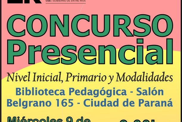 Dptal Paraná – Convocatoria Concurso Cargos de Mayor Jerarquía e Ingreso – 09 de Octubre 2024 – Nivel Inicial – Nivel Primario y Modalidades