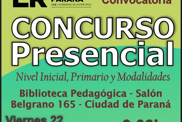 Dptal Paraná – Convocatoria Concurso Cargos de Mayor Jerarquía e Ingreso – 22 de Noviembre 2024 – Nivel Inicial – Nivel Primario y Modalidades