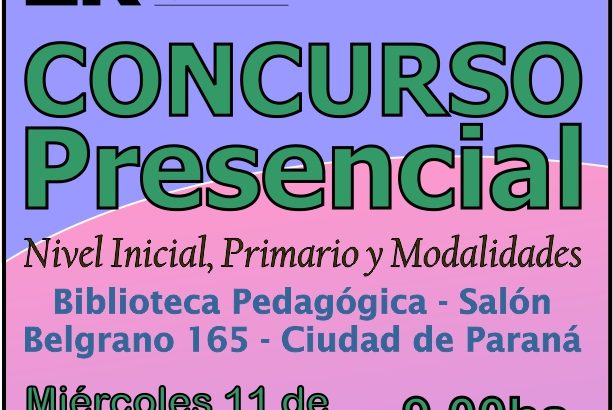 Dptal Paraná – Convocatoria Concurso Cargos de Mayor Jerarquía e Ingreso – 11 de Diciembre 2024 – Nivel Inicial – Nivel Primario y Modalidades