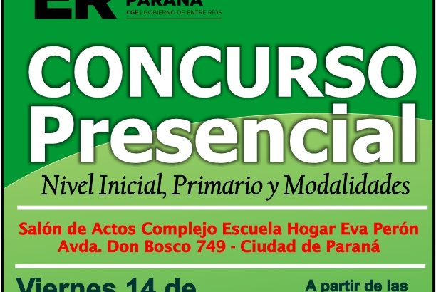 Dptal Paraná – Convocatoria Concurso Cargos de Mayor Jerarquía e Ingreso – 14 de Marzo 2025  – Nivel Inicial – Nivel Primario y Modalidades